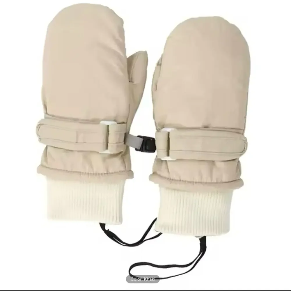 New baby WARM snow mittens, tan 6 months - 2 years